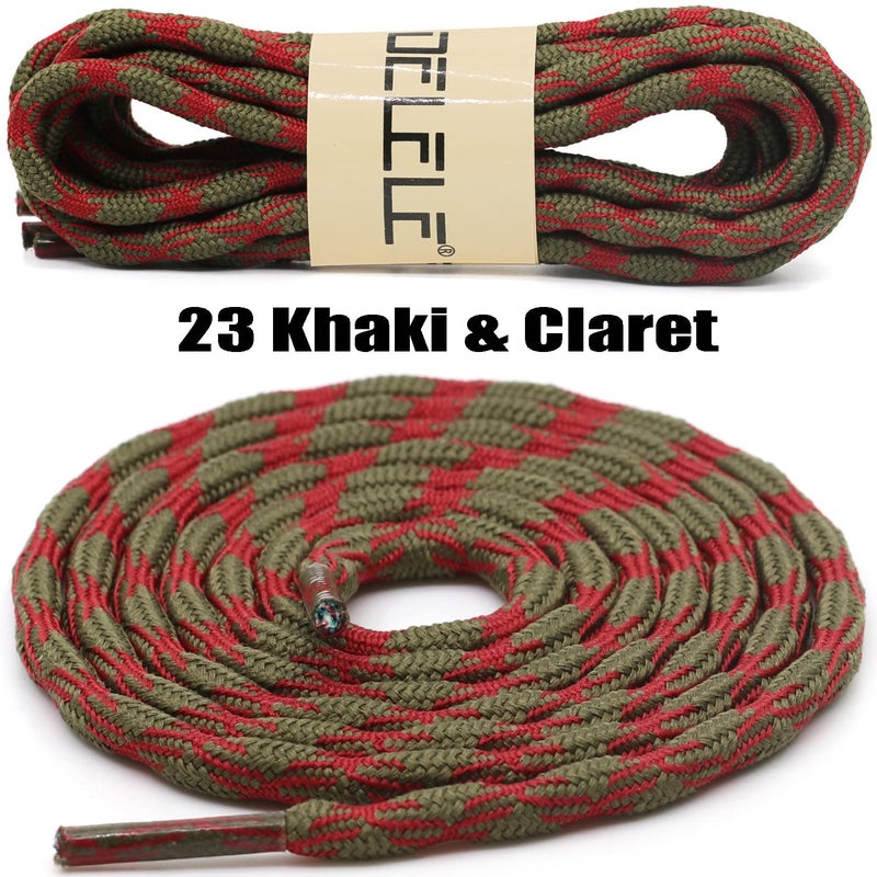 DELELE 2 Pair Round Wave Non-slip Antiskid Outdoor Mountaineering Climbing Shoe Laces Khaki&Claret Hiking Shoelaces Men Women Shoestrings-63 inch - Image 2
